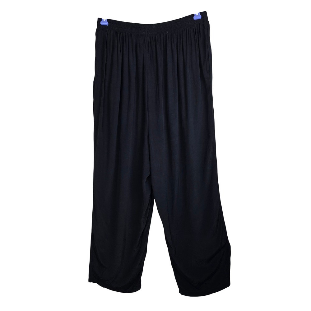 We Be Bop Black Rayon Wide Leg Pants Elastic Waist Soft Comfy Size 2X